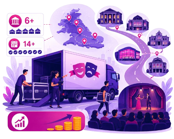 Illustration of touring theatre productions qualifying for Theatre Tax Relief in the UK | Easy R&D