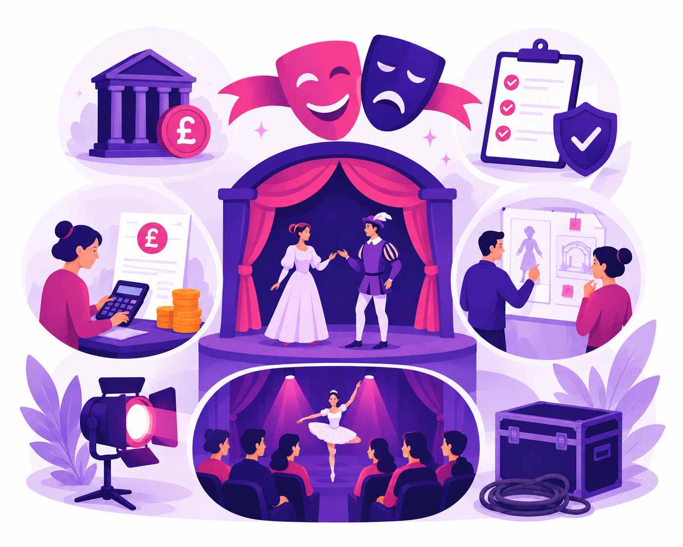 Illustration showing eligibility requirements for claiming Theatre Tax Relief in the UK | Easy R&D